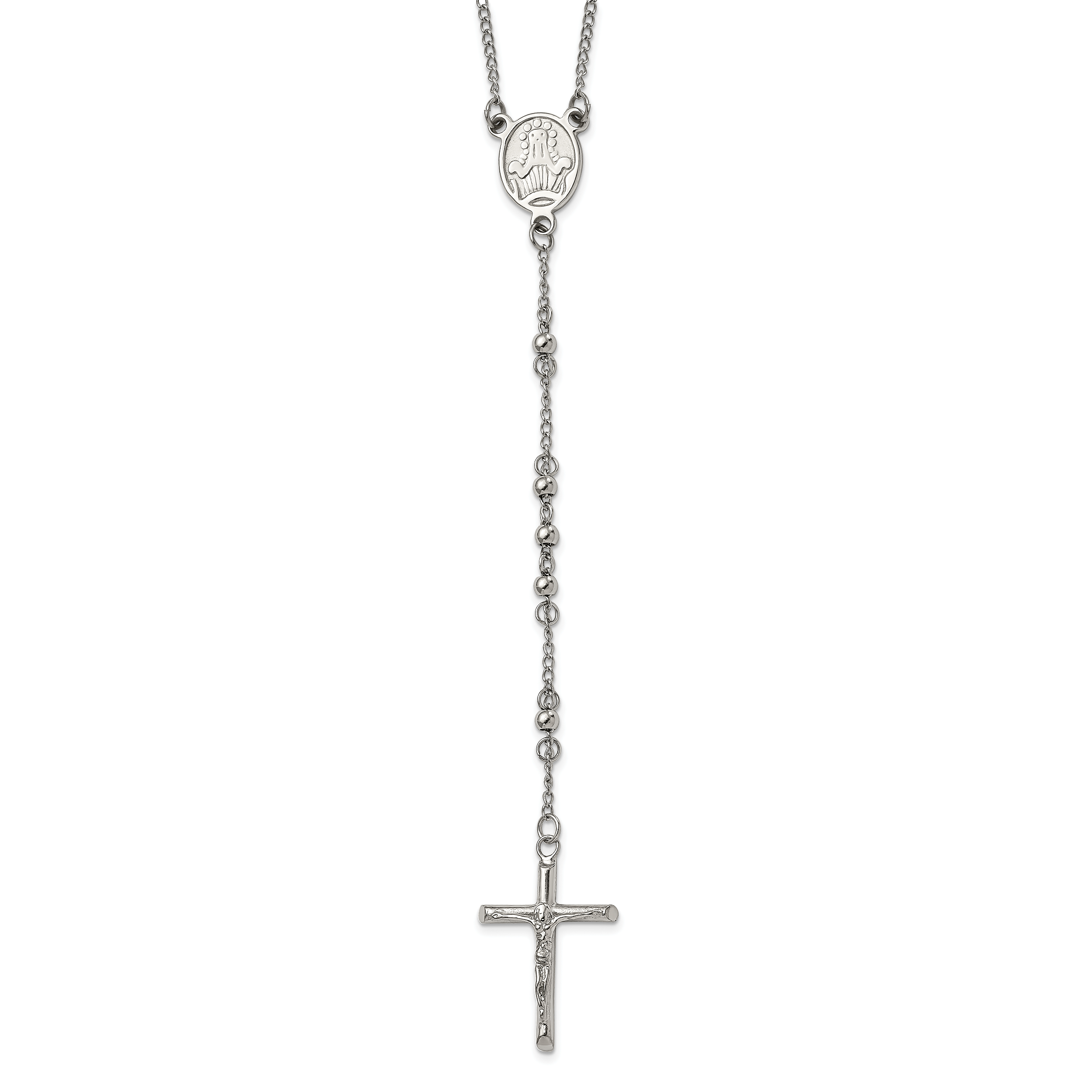Chisel Stainless Steel 4mm Bead Rosary Necklace - Chisel