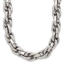 Image of Chisel Stainless Steel Polished 24 inch Oval Link Necklace