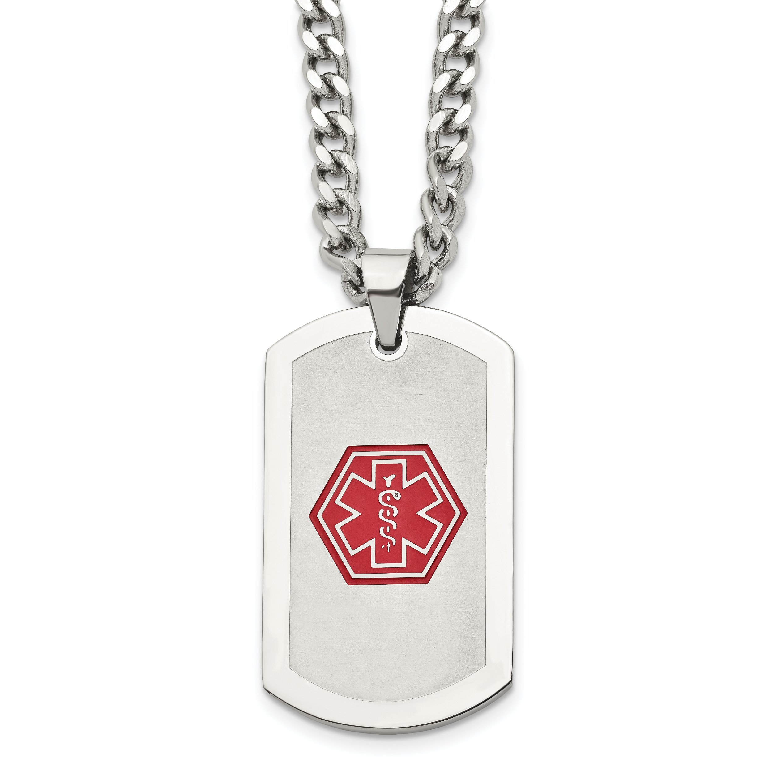 Casual Leather and Stainless Steel Medical Dog Tag Necklace