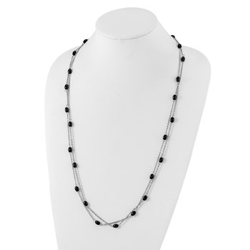 Stainless Steel IP Black-plated Beads Station Necklace — alternate view