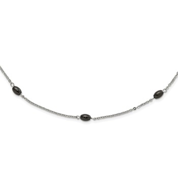 Stainless Steel IP Black-plated Beads Station Necklace