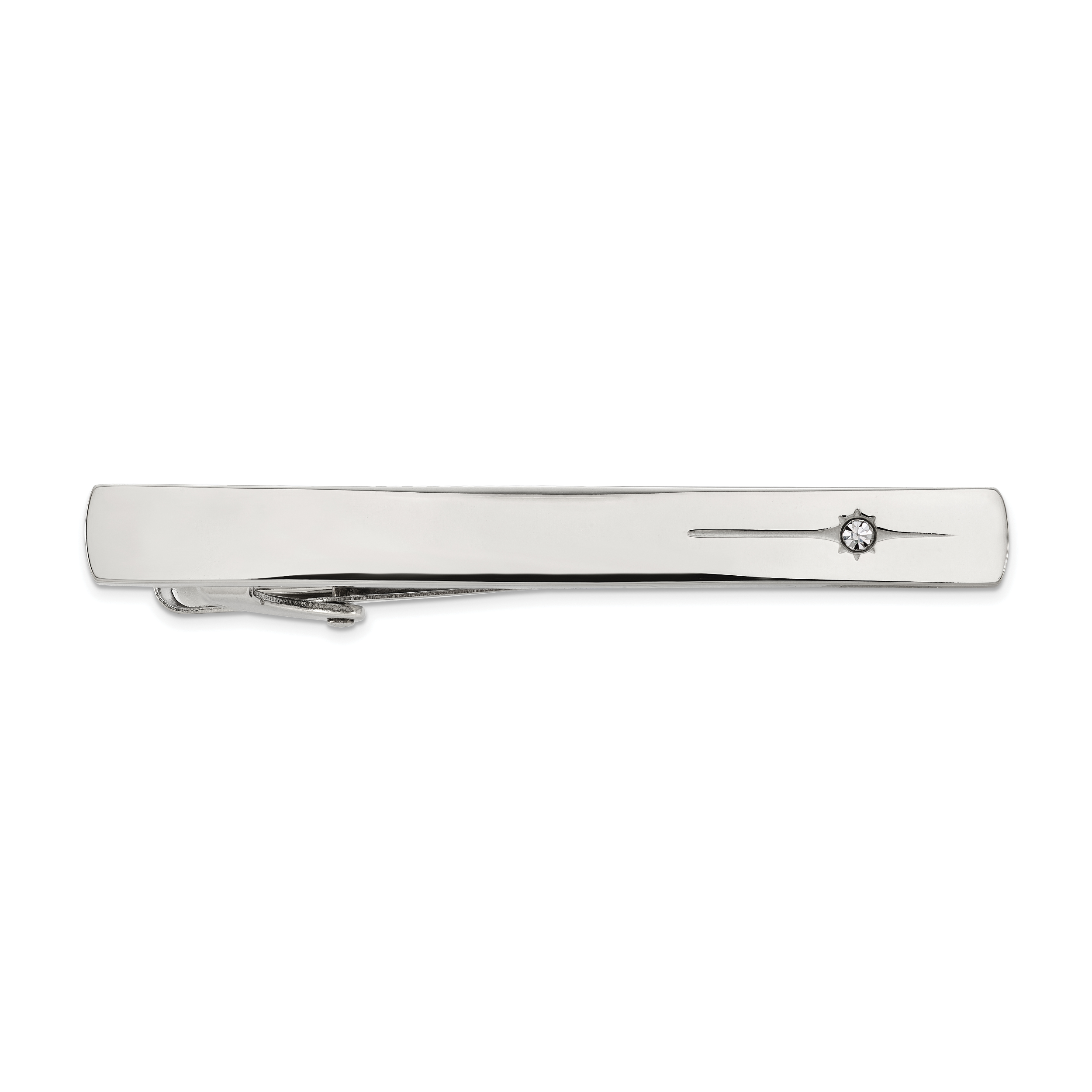 Chisel Stainless Steel Polished with Preciosa Crystal Tie Bar