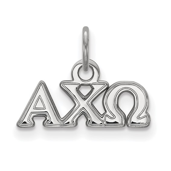 Sterling Silver Rhodium plated LogoArt Alpha Chi Omega Sorority