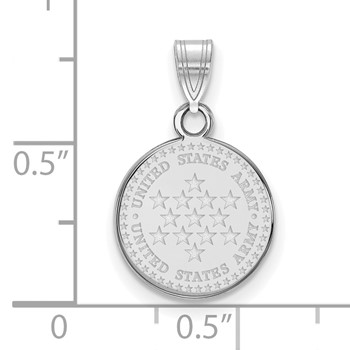Sterling Silver Rhodium-plated Small United States Army Disc Pendant — alternate view