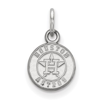 14k White Gold Major League Baseball LogoArt Houston Astros Circle Extra Small Pendant