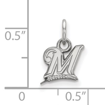 14k White Gold Major League Baseball LogoArt Milwaukee Brewers Letter M Extra Small Pendant — alternate view