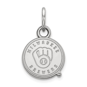 14k White Gold Major League Baseball LogoArt Milwaukee Brewers Letter M Extra Small Pendant