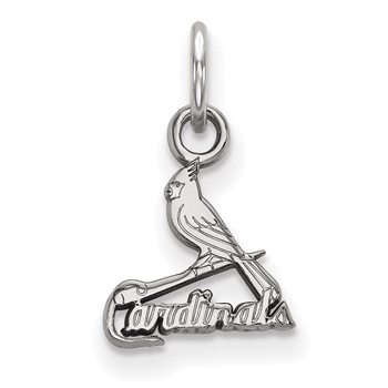 14k White Gold Major League Baseball LogoArt St. Louis Cardinals Bird/Bat Extra Small Pendant