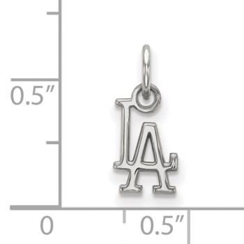14k White Gold Major League Baseball LogoArt Los Angeles Dodgers L-A Extra Small Pendant — alternate view