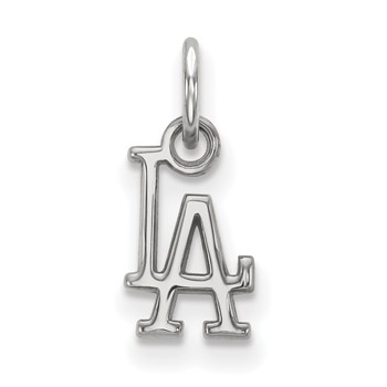 14k White Gold Major League Baseball LogoArt Los Angeles Dodgers L-A Extra Small Pendant