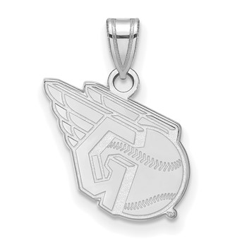14k White Gold Major League Baseball LogoArt Cleveland Guardians Logo Small Pendant