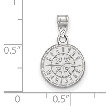 10k White Gold Major League Baseball LogoArt Seattle Mariners Circle Small Pendant — alternate view
