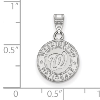 10k White Gold Major League Baseball LogoArt Washington Nationals Circle Small Pendant — alternate view