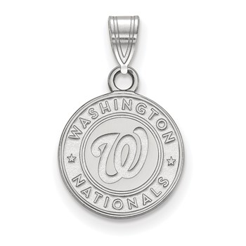 10k White Gold Major League Baseball LogoArt Washington Nationals Circle Small Pendant