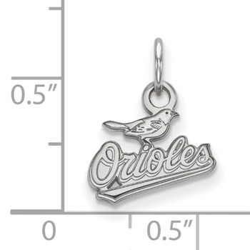 10k White Gold Major League Baseball LogoArt Baltimore Orioles Script w/Bird Pendant — alternate view