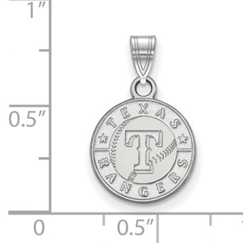 10k White Gold Major League Baseball LogoArt Texas Rangers Letter T Baseball Small Pendant — alternate view