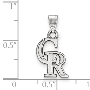 14k White Gold Major League Baseball LogoArt Colorado Rockies C-R Small Pendant — alternate view