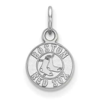 14k White Gold Major League Baseball LogoArt Boston Red Sox Extra Small Pendant