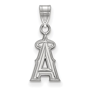 14k White Gold Major League Baseball LogoArt Los Angeles Angels Letter A Small Pendant