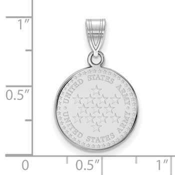 Sterling Silver Rhodium-plated Medium United States Army Disc Pendant — alternate view