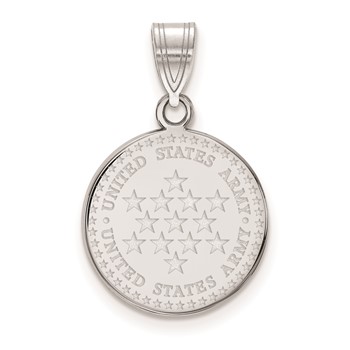 Sterling Silver Rhodium-plated Medium United States Army Disc Pendant