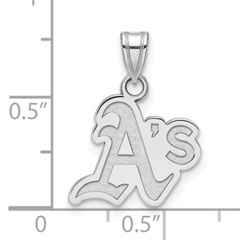 14k White Gold Major League Baseball LogoArt Oakland Athletics Circle Small Pendant — alternate view