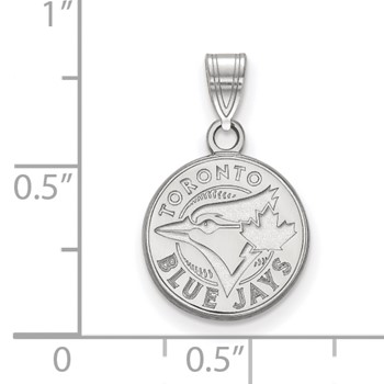14k White Gold Major League Baseball LogoArt Toronto Blue Jays Small Disc Pendant — alternate view