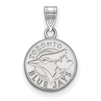 14k White Gold Major League Baseball LogoArt Toronto Blue Jays Small Disc Pendant