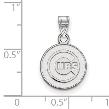 Sterling Silver Rhodium Plated Major League Baseball LogoArt Chicago Cubs Small Pendant — alternate view