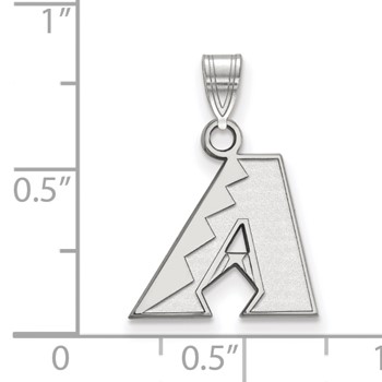 Sterling Silver Rhodium Plated Major League Baseball LogoArt Arizona Diamondbacks Small Pendant — alternate view