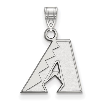 Sterling Silver Rhodium Plated Major League Baseball LogoArt Arizona Diamondbacks Small Pendant