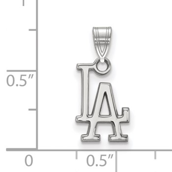 14k White Gold Major League Baseball LogoArt Los Angeles Dodgers L-A Small Pendant — alternate view