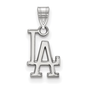 14k White Gold Major League Baseball LogoArt Los Angeles Dodgers L-A Small Pendant