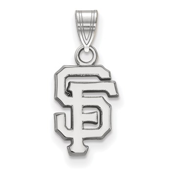 14k White Gold Major League Baseball LogoArt San Francisco Giants Letters S-F Small Pendant