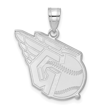 14k White Gold Major League Baseball LogoArt Cleveland Guardians Logo Large Pendant