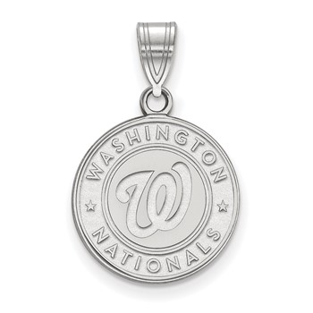 10k White Gold Major League Baseball LogoArt Washington Nationals Circle Medium Pendant