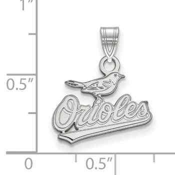 14k White Gold Major League Baseball LogoArt Baltimore Orioles Script w/Bird Small Pendant — alternate view