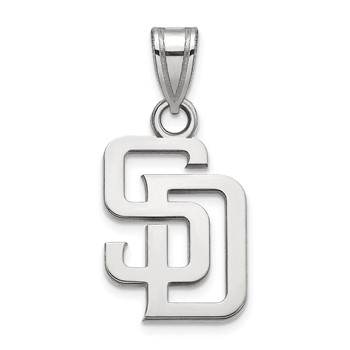 14k White Gold Major League Baseball LogoArt San Diego Padres Letters S-D Small Pendant