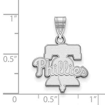 14k White Gold Major League Baseball LogoArt Philadelphia Phillies Bell Medium Pendant — alternate view