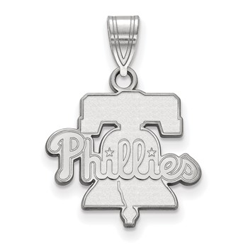 14k White Gold Major League Baseball LogoArt Philadelphia Phillies Bell Medium Pendant