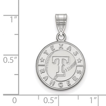 10k White Gold Major League Baseball LogoArt Texas Rangers Letter T Baseball Medium Pendant — alternate view