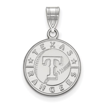 10k White Gold Major League Baseball LogoArt Texas Rangers Letter T Baseball Medium Pendant