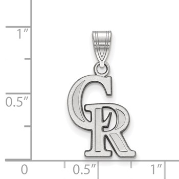 14k White Gold Major League Baseball LogoArt Colorado Rockies C-R Medium Pendant — alternate view