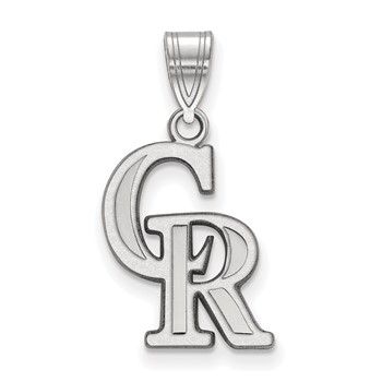14k White Gold Major League Baseball LogoArt Colorado Rockies C-R Medium Pendant