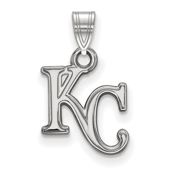 14k White Gold Major League Baseball LogoArt Kansas City Royals Letters K-C Pendant