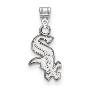 10k White Gold Major League Baseball LogoArt Chicago White Sox Script Small Pendant