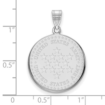 Sterling Silver Rhodium-plated Large United States Army Disc Pendant — alternate view