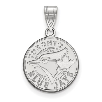 14k White Gold Major League Baseball LogoArt Toronto Blue Jays Medium Disc Pendant