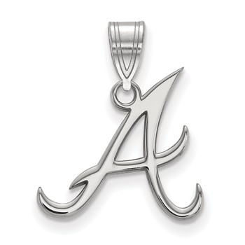 14k White Gold Major League Baseball LogoArt Atlanta Braves Letter A Medium Pendant