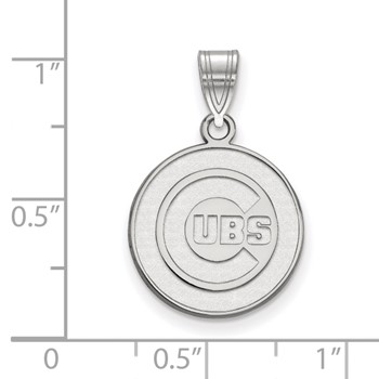 Sterling Silver Rhodium Plated Major League Baseball LogoArt Chicago Cubs Medium Pendant — alternate view